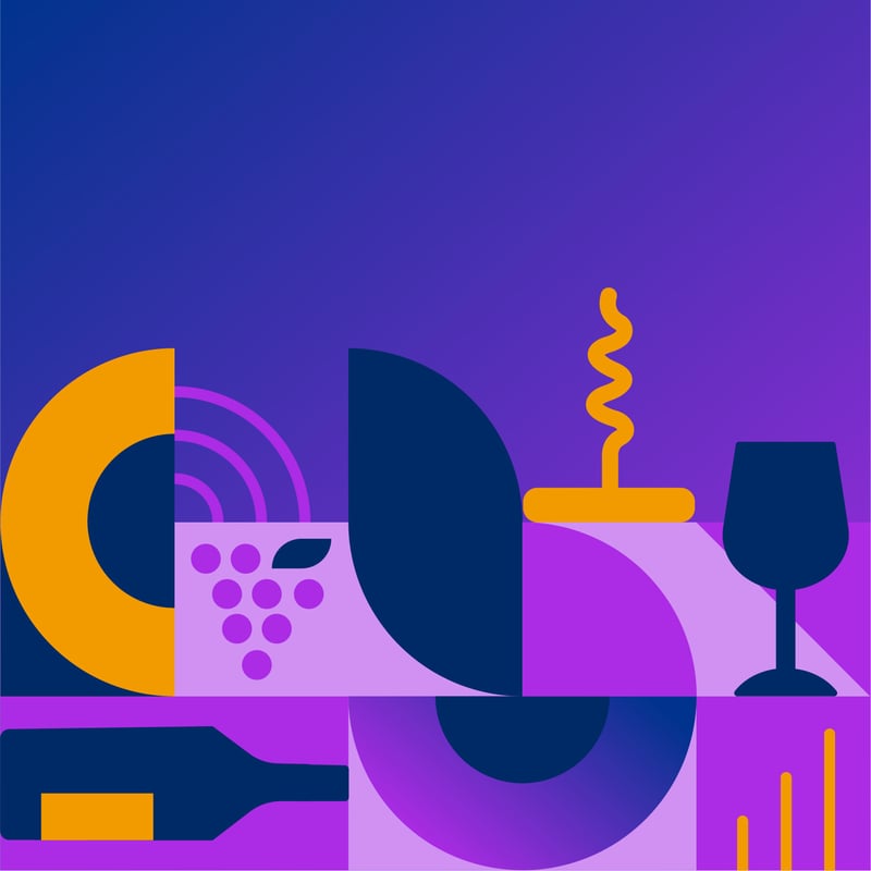 Bauhaus design with wine themed elements